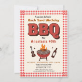 Invitation Red BBQ Barbecue Pays Jardin occidental Anniversai (Devant)