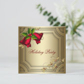 Invitation Red Bells Gold Corporate Christmas Party (Debout devant)