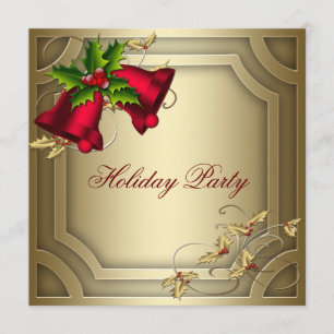 Invitation Red Bells Gold Corporate Christmas Party