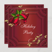 Invitation Red Bells Gold Corporate Fête (Devant / Derrière)