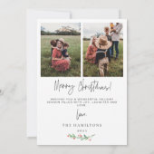 Invitation Red Berries Boho Merry Christmas Family Card (Dos)