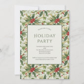Invitation Red Berries Green Holly Fête de Noël (Devant)
