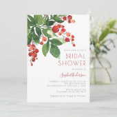 Invitation Red Berries Noël Holiday Fête des mariées Holly (Debout devant)