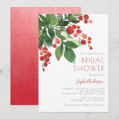 Invitation Red Berries Noël Holiday Fête des mariées Holly (Devant / Derrière)
