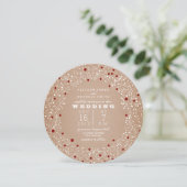 Invitation Red Berries Wreath Round Christmas Mariage (Debout devant)