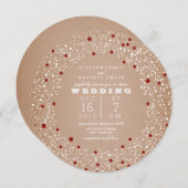 Invitation Red Berries Wreath Round Christmas Mariage (Devant / Derrière)
