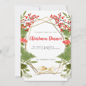 Invitation Red Berry Gold Cadre géométrique Noël (Devant)