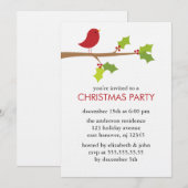 Invitation Red Bird à une fête de Noël (Devant / Derrière)