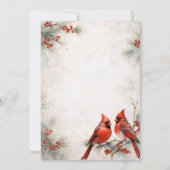 Invitation Red Birds on Snowy Pine Branch, Red Berries |  (Dos)
