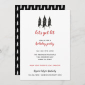 Invitation Red & Black À feuillage persistant Tree Motif Fête (Devant / Derrière)