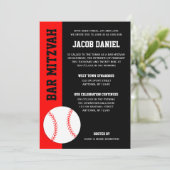 Invitation Red Black Baseball Bar Mitzvah (Debout devant)