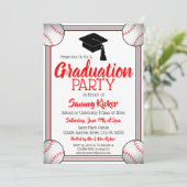 Invitation Red & Black Baseball Graduation Party (Debout devant)