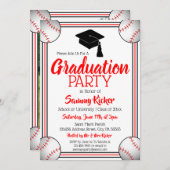 Invitation Red & Black Baseball Graduation Party (Devant / Derrière)