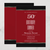 Invitation Red Black Blanc 50e anniversaire Dîner fête (Devant / Derrière)