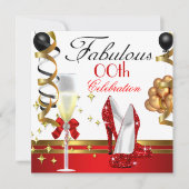 Invitation Red Black Blanc Or Fabrique fête d'anniversaire (Devant)