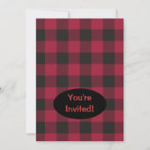 Invitation Red Black Buffalo Plaid Check Party (Devant)