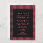 Invitation Red Black Buffalo Plaid Check Party (Dos)