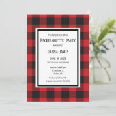 Invitation Red Black Buffalo Plaid Russe Bachelorette Party (Debout devant)