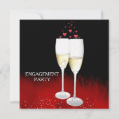 Invitation Red Black Champagne Bague Coeur d'engagement (Dos)