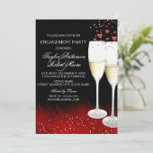 Invitation Red Black Champagne & Hearts (Debout devant)