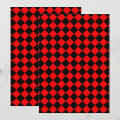 Invitation Red Black Checker Diamond Pattern (Devant / Derrière)