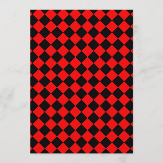 Invitation Red Black Checker Diamond Pattern (Devant)