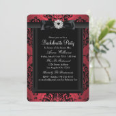 Invitation Red & Black Chic Damask Bachelorette Party (Debout devant)