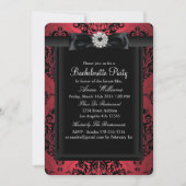 Invitation Red & Black Chic Damask Bachelorette Party (Devant)