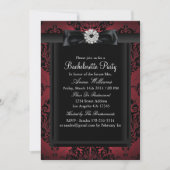 Invitation Red & Black Chic Damask Bachelorette Party (Devant)