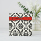 Invitation Red Black Cravate Party Black Damask Party Invitat (Debout devant)