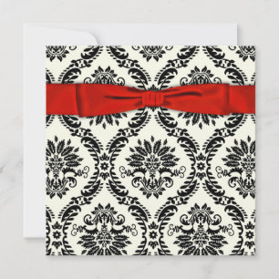 Invitation Red Black Cravate Party Black Damask Party Invitat