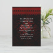 Invitation Red Black Damask & dentelle Gothique Romantique In (Debout devant)