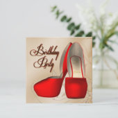 Invitation Red Black Damask talon haute chaussures fête d'ann (Debout devant)