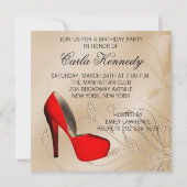 Invitation Red Black Damask talon haute chaussures fête d'ann (Dos)