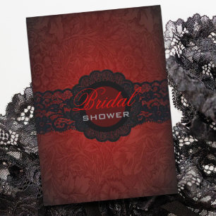 Invitation Red Black dentelle gothique Douche nuptiale Invita