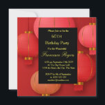 Invitation Red Black Gold 60th Birthday Party<br><div class="desc">Rouge Black Gold style chinois 60e fête d'anniversaire</div>