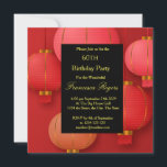 Invitation Red Black Gold 60th Birthday Party<br><div class="desc">Rouge Black Gold style chinois 60e fête d'anniversaire</div>