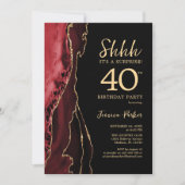 Invitation Red Black Gold Agate Surprise 40e anniversaire (Devant)