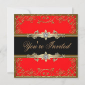 Invitation Red Black Gold Black Cravate Party (Devant)