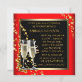 Invitation Red Black Gold Champagne 50e fête d'anniversaire (Dos)