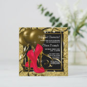 Invitation Red Black Gold High Talons femmes fête d'anniversa (Debout devant)