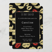 Invitation Red Black Gold Lips 50e anniversaire (Devant / Derrière)