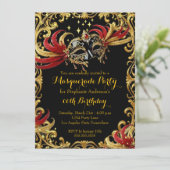 Invitation Red Black Gold Magical Night Masquerade Party (Debout devant)