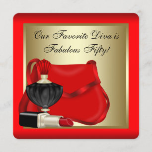 Invitation Red Black Gold Parfums femmes fête d'anniversaire