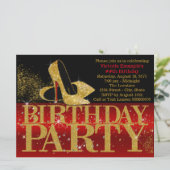 Invitation Red Black Gold Parties scintillant talon haut fête (Debout devant)