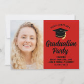 Invitation Red Black Graduate Photo 2025 Graduation Party (Devant)