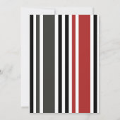 Invitation Red Black Gris Vertical Stripes Plage Mariage (Dos)