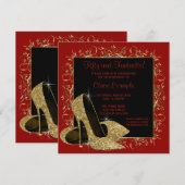 Invitation REd Black High Heels Fête d'anniversaire des femme (Devant / Derrière)