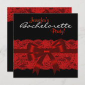 Invitation Red Black Lace Bachelorte (Devant / Derrière)