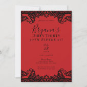 Invitation Red & Black Lace Chic Dirty 30 30e anniversaire (Devant)